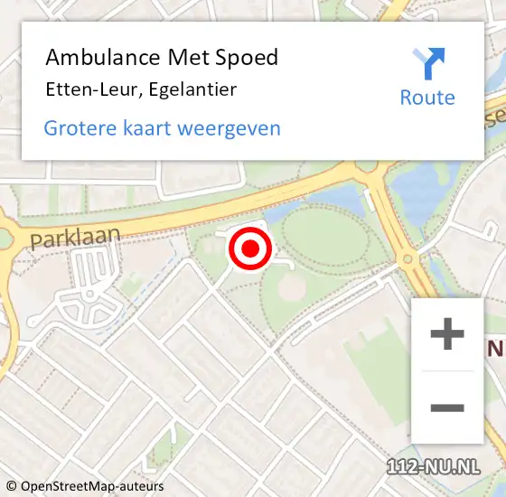 Locatie op kaart van de 112 melding: Ambulance Met Spoed Naar Etten-Leur, Egelantier op 1 juli 2019 03:48