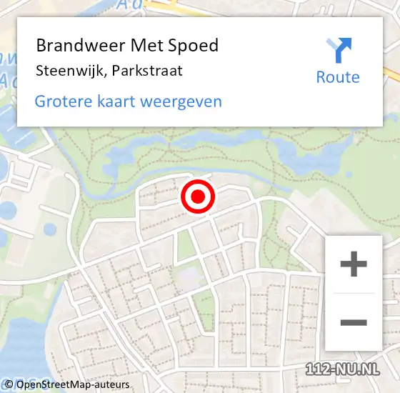Locatie op kaart van de 112 melding: Brandweer Met Spoed Naar Steenwijk, Parkstraat op 1 juli 2019 04:09