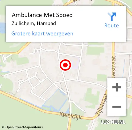 Locatie op kaart van de 112 melding: Ambulance Met Spoed Naar Zuilichem, Hampad op 1 juli 2019 06:09