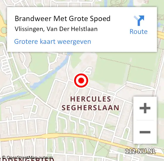 Locatie op kaart van de 112 melding: Brandweer Met Grote Spoed Naar Vlissingen, Van Der Helstlaan op 27 september 2013 18:40