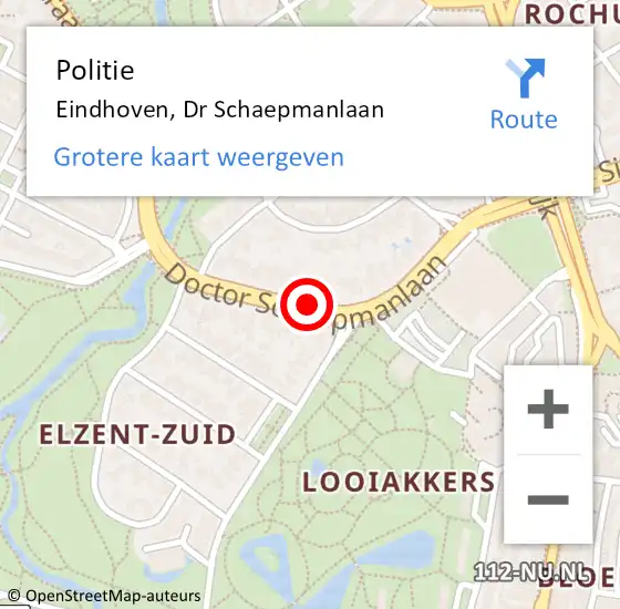 Locatie op kaart van de 112 melding: Politie Eindhoven, Dr Schaepmanlaan op 1 juli 2019 09:02