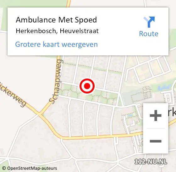 Locatie op kaart van de 112 melding: Ambulance Met Spoed Naar Herkenbosch, Heuvelstraat op 1 juli 2019 09:09