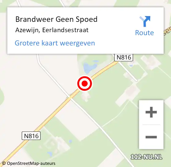 Locatie op kaart van de 112 melding: Brandweer Geen Spoed Naar Azewijn, Eerlandsestraat op 1 juli 2019 10:27