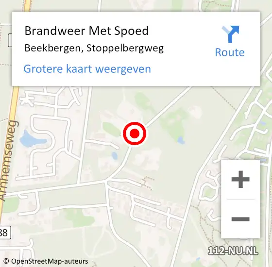 Locatie op kaart van de 112 melding: Brandweer Met Spoed Naar Beekbergen, Stoppelbergweg op 1 juli 2019 10:28