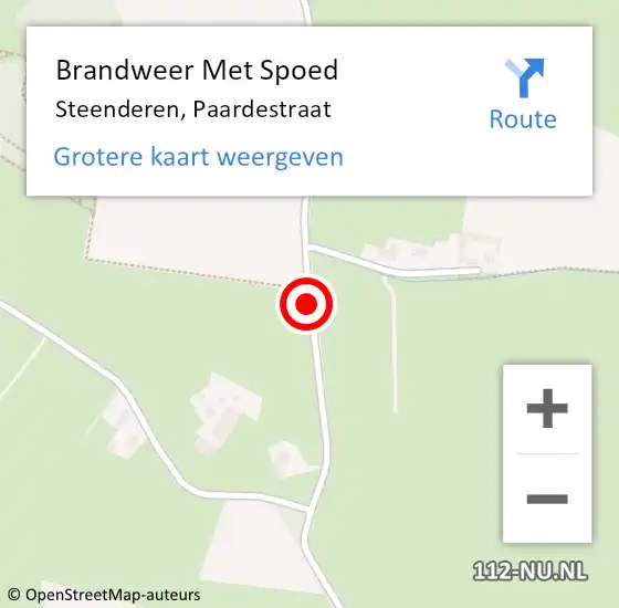 Locatie op kaart van de 112 melding: Brandweer Met Spoed Naar Steenderen, Paardestraat op 1 juli 2019 10:48