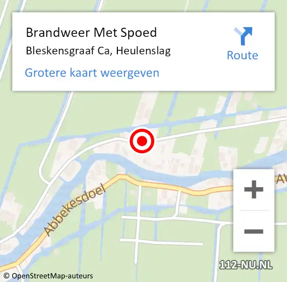 Locatie op kaart van de 112 melding: Brandweer Met Spoed Naar Bleskensgraaf Ca, Heulenslag op 1 juli 2019 10:58