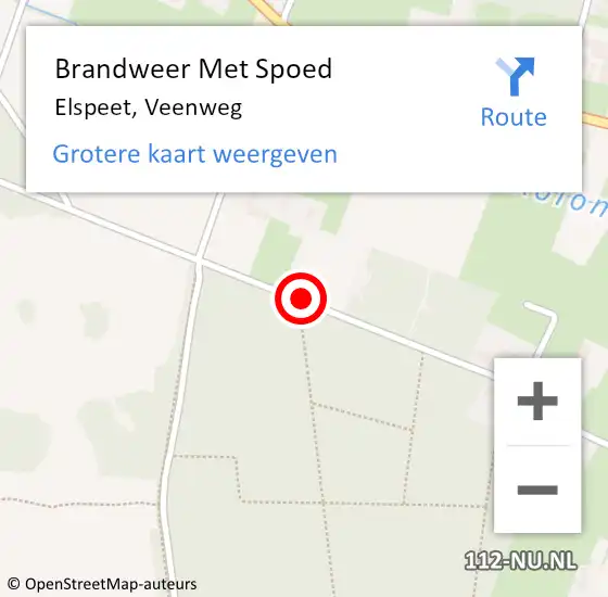 Locatie op kaart van de 112 melding: Brandweer Met Spoed Naar Elspeet, Veenweg op 1 juli 2019 11:04