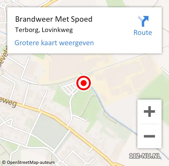 Locatie op kaart van de 112 melding: Brandweer Met Spoed Naar Terborg, Lovinkweg op 1 juli 2019 11:05