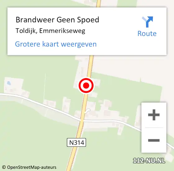 Locatie op kaart van de 112 melding: Brandweer Geen Spoed Naar Toldijk, Emmerikseweg op 1 juli 2019 11:11