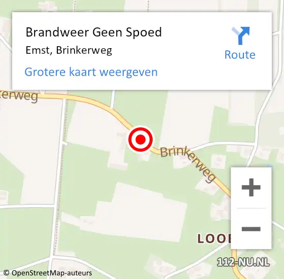 Locatie op kaart van de 112 melding: Brandweer Geen Spoed Naar Emst, Brinkerweg op 1 juli 2019 11:13