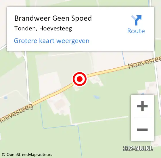 Locatie op kaart van de 112 melding: Brandweer Geen Spoed Naar Tonden, Hoevesteeg op 1 juli 2019 11:29