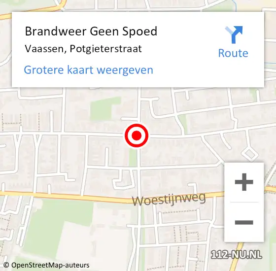Locatie op kaart van de 112 melding: Brandweer Geen Spoed Naar Vaassen, Potgieterstraat op 1 juli 2019 11:36