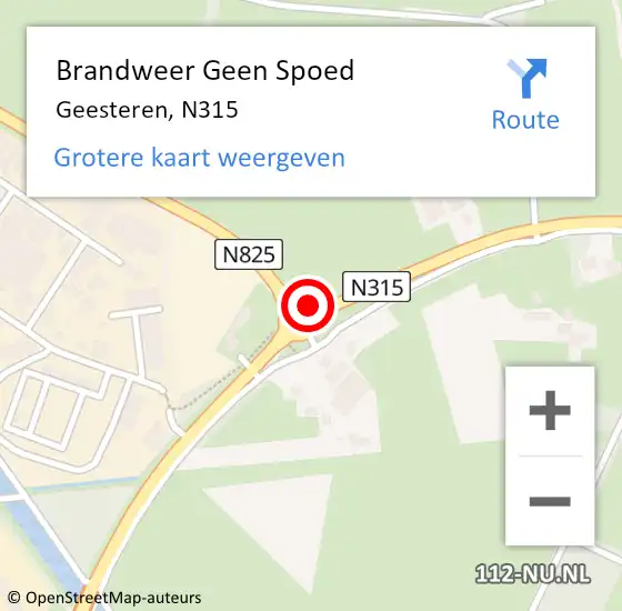 Locatie op kaart van de 112 melding: Brandweer Geen Spoed Naar Geesteren, N315 op 1 juli 2019 12:01