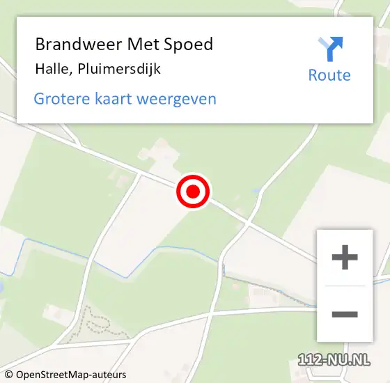 Locatie op kaart van de 112 melding: Brandweer Met Spoed Naar Halle, Pluimersdijk op 1 juli 2019 12:10