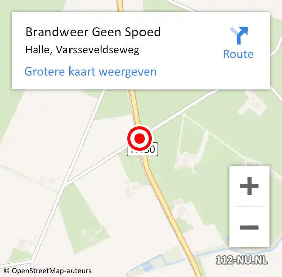 Locatie op kaart van de 112 melding: Brandweer Geen Spoed Naar Halle, Varsseveldseweg op 1 juli 2019 12:10