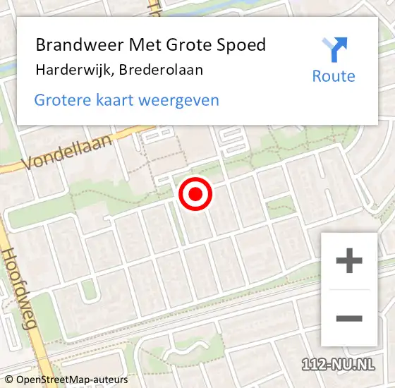 Locatie op kaart van de 112 melding: Brandweer Met Grote Spoed Naar Harderwijk, Brederolaan op 1 juli 2019 12:25