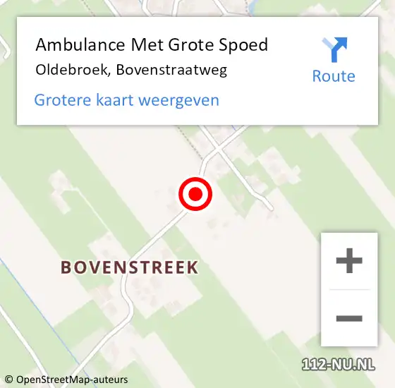 Locatie op kaart van de 112 melding: Ambulance Met Grote Spoed Naar Oldebroek, Bovenstraatweg op 1 juli 2019 12:35
