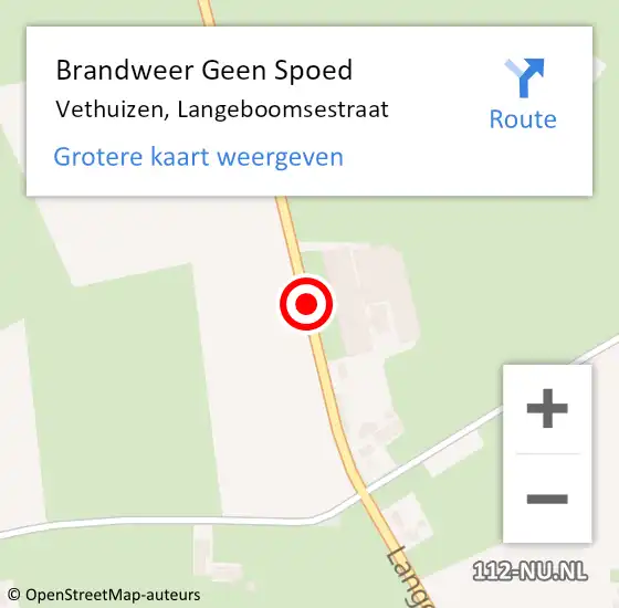 Locatie op kaart van de 112 melding: Brandweer Geen Spoed Naar Vethuizen, Langeboomsestraat op 1 juli 2019 12:36