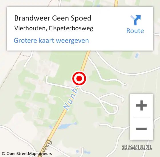 Locatie op kaart van de 112 melding: Brandweer Geen Spoed Naar Vierhouten, Elspeterbosweg op 1 juli 2019 12:39