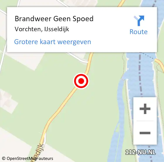 Locatie op kaart van de 112 melding: Brandweer Geen Spoed Naar Vorchten, IJsseldijk op 1 juli 2019 12:42