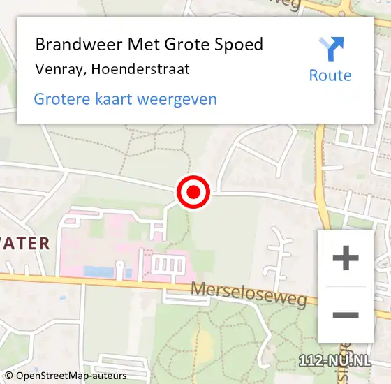 Locatie op kaart van de 112 melding: Brandweer Met Grote Spoed Naar Venray, Hoenderstraat op 1 juli 2019 12:42