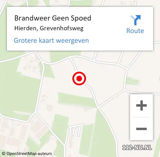 Locatie op kaart van de 112 melding: Brandweer Geen Spoed Naar Hierden, Grevenhofsweg op 1 juli 2019 12:46