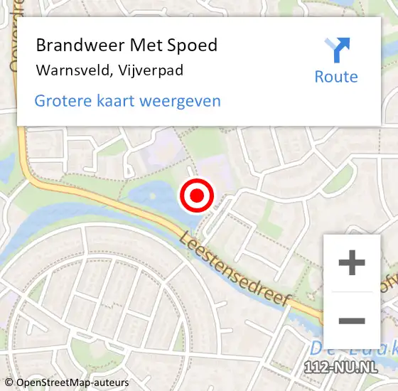 Locatie op kaart van de 112 melding: Brandweer Met Spoed Naar Warnsveld, Vijverpad op 1 juli 2019 12:58