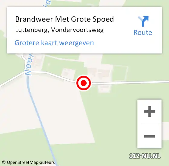 Locatie op kaart van de 112 melding: Brandweer Met Grote Spoed Naar Luttenberg, Vondervoortsweg op 1 juli 2019 12:59