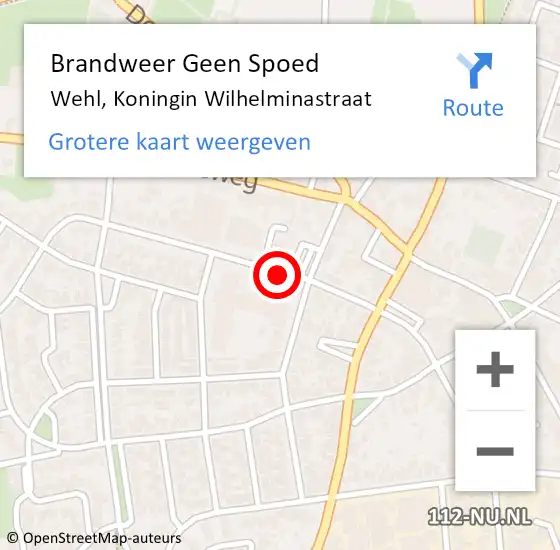 Locatie op kaart van de 112 melding: Brandweer Geen Spoed Naar Wehl, Koningin Wilhelminastraat op 1 juli 2019 13:01