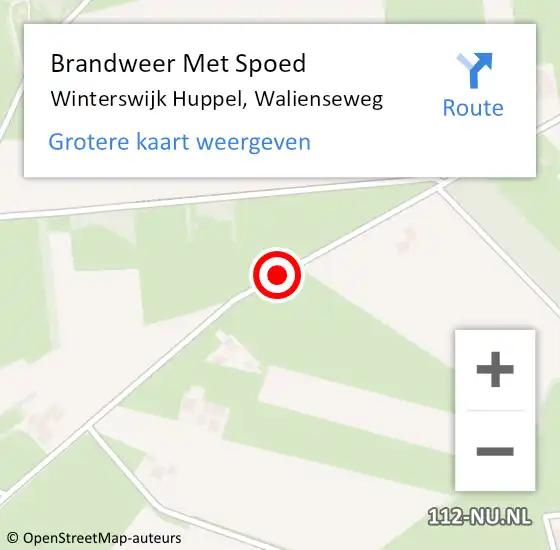 Locatie op kaart van de 112 melding: Brandweer Met Spoed Naar Winterswijk Huppel, Walienseweg op 1 juli 2019 13:10