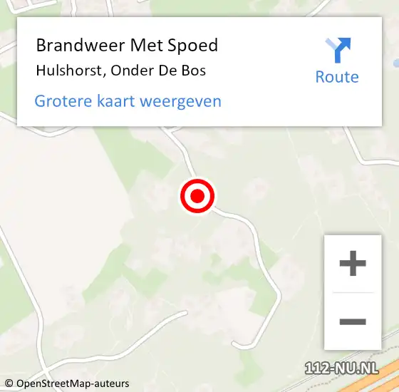 Locatie op kaart van de 112 melding: Brandweer Met Spoed Naar Hulshorst, Onder De Bos op 1 juli 2019 13:12