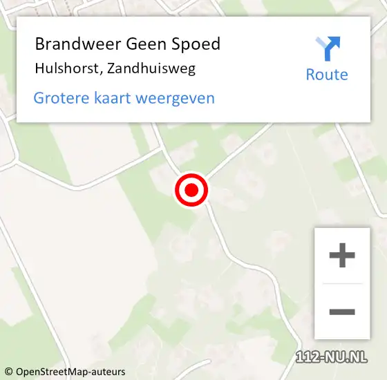 Locatie op kaart van de 112 melding: Brandweer Geen Spoed Naar Hulshorst, Zandhuisweg op 1 juli 2019 13:14