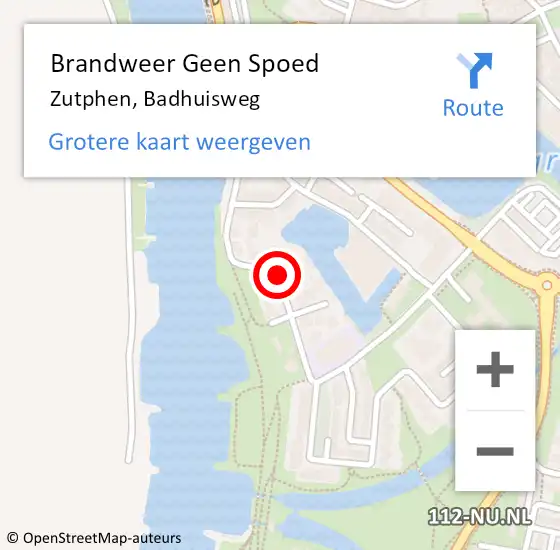 Locatie op kaart van de 112 melding: Brandweer Geen Spoed Naar Zutphen, Badhuisweg op 1 juli 2019 13:33