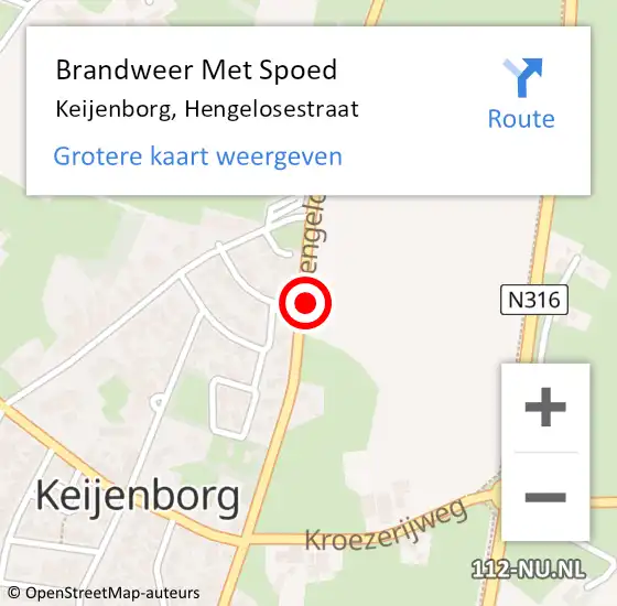 Locatie op kaart van de 112 melding: Brandweer Met Spoed Naar Keijenborg, Hengelosestraat op 1 juli 2019 13:43