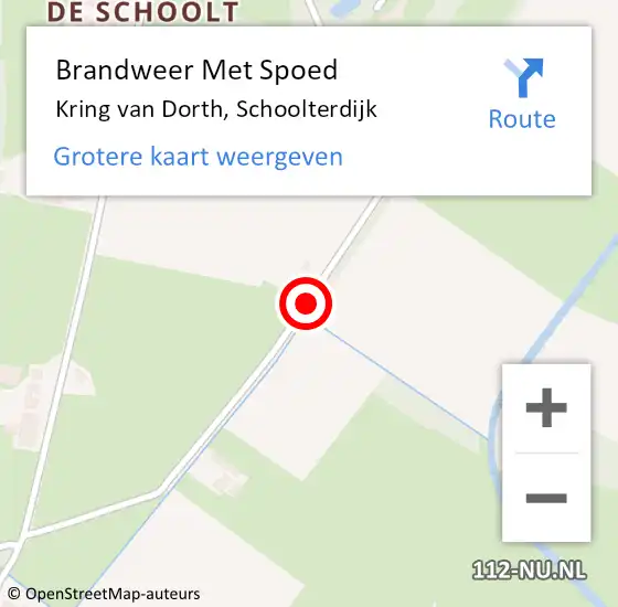Locatie op kaart van de 112 melding: Brandweer Met Spoed Naar Kring van Dorth, Schoolterdijk op 1 juli 2019 13:54
