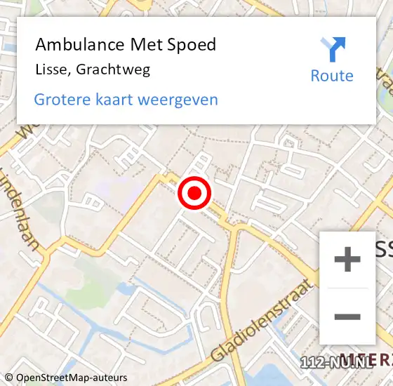 Locatie op kaart van de 112 melding: Ambulance Met Spoed Naar Lisse, Grachtweg op 1 juli 2019 13:56