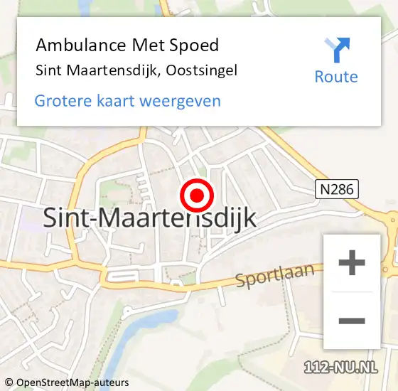 Locatie op kaart van de 112 melding: Ambulance Met Spoed Naar Sint Maartensdijk, Oostsingel op 1 juli 2019 14:02