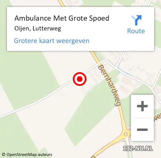 Locatie op kaart van de 112 melding: Ambulance Met Grote Spoed Naar Oijen, Lutterweg op 6 april 2014 08:33