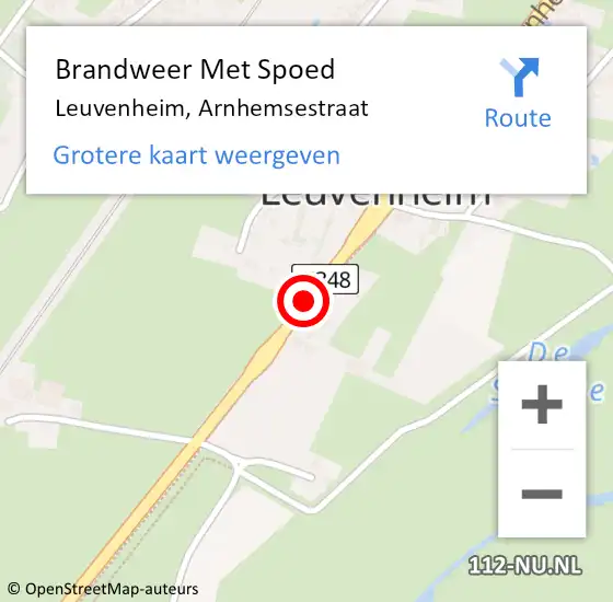 Locatie op kaart van de 112 melding: Brandweer Met Spoed Naar Leuvenheim, Arnhemsestraat op 1 juli 2019 14:22