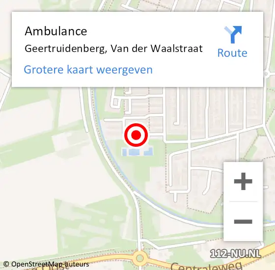 Locatie op kaart van de 112 melding: Ambulance Geertruidenberg, Van der Waalstraat op 1 juli 2019 14:25