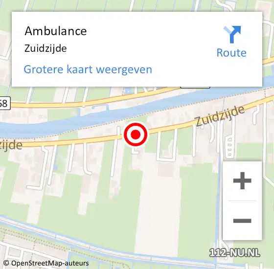 Locatie op kaart van de 112 melding: Ambulance Zuidzijde op 1 juli 2019 14:39