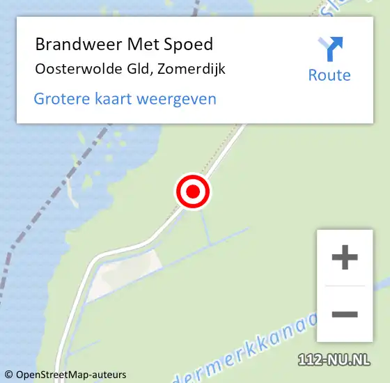 Locatie op kaart van de 112 melding: Brandweer Met Spoed Naar Oosterwolde Gld, Zomerdijk op 1 juli 2019 15:07