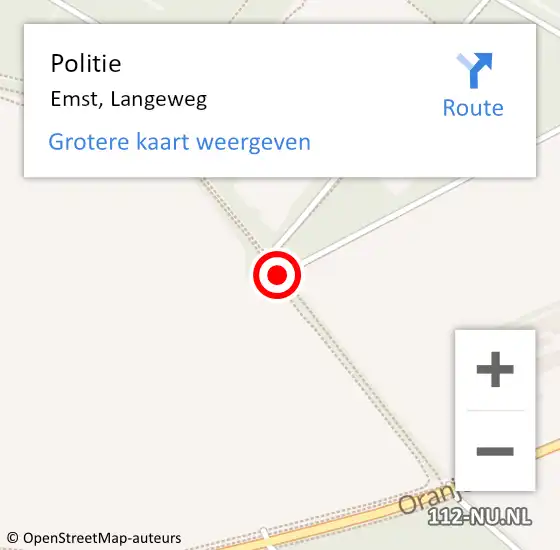 Locatie op kaart van de 112 melding: Politie Emst, Langeweg op 1 juli 2019 15:22