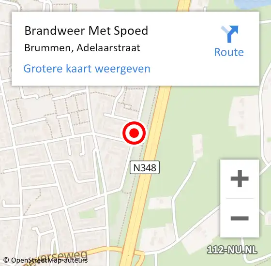 Locatie op kaart van de 112 melding: Brandweer Met Spoed Naar Brummen, Adelaarstraat op 1 juli 2019 15:40