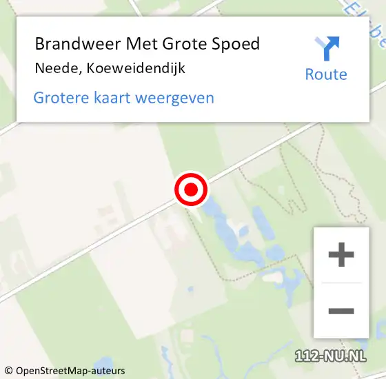 Locatie op kaart van de 112 melding: Brandweer Met Grote Spoed Naar Neede, Koeweidendijk op 1 juli 2019 15:42