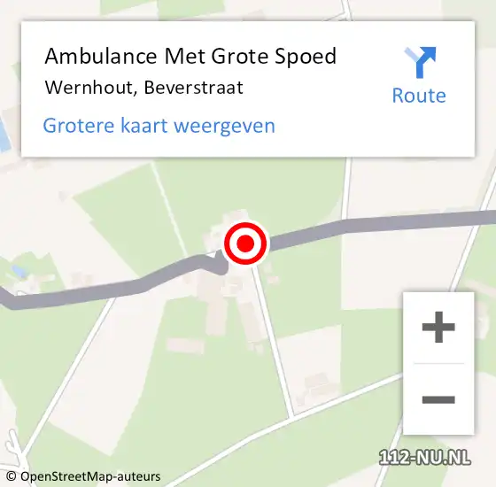 Locatie op kaart van de 112 melding: Ambulance Met Grote Spoed Naar Wernhout, Beverstraat op 1 juli 2019 16:19