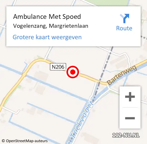 Locatie op kaart van de 112 melding: Ambulance Met Spoed Naar Vogelenzang, Margrietenlaan op 1 juli 2019 16:22