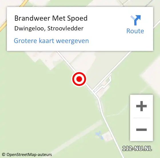 Locatie op kaart van de 112 melding: Brandweer Met Spoed Naar Dwingeloo, Stroovledder op 1 juli 2019 16:25