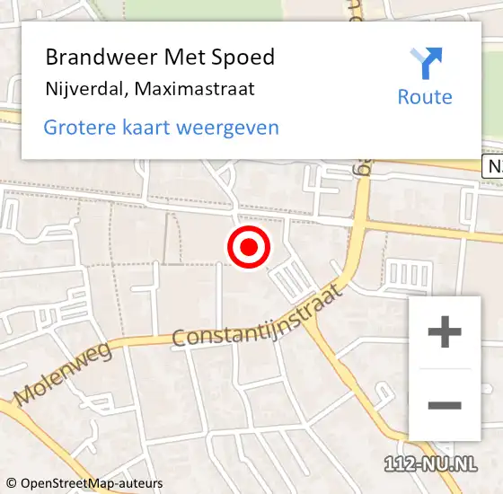 Locatie op kaart van de 112 melding: Brandweer Met Spoed Naar Nijverdal, Maximastraat op 1 juli 2019 16:42