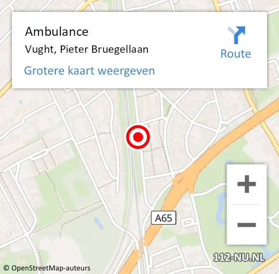 Locatie op kaart van de 112 melding: Ambulance Vught, Pieter Bruegellaan op 1 juli 2019 16:47